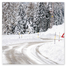 Mountain road with condition signs and clear markings